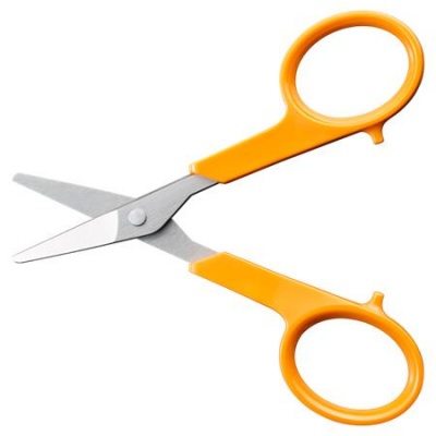 Olló, körömvágó, 10 cm, egyenes, FISKARS "Classic", narancssárga